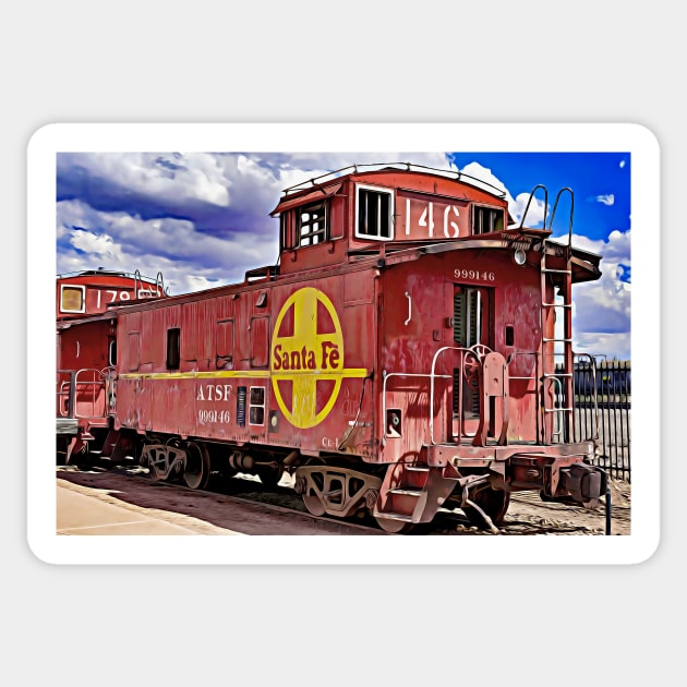 Vintage Santa Fe Railway Caboose Sticker by LarryNaderPhoto